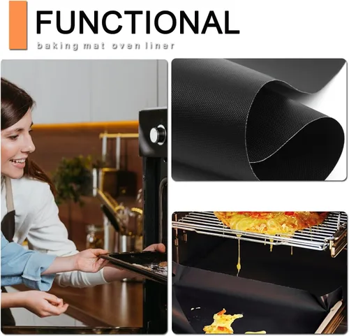 Miniatura 6 de Revestimientos para horno para la parte inferior del horno, paquete de 5 tapetes grandes y resistentes, 17 x 25 pulgadas, antiadherentes