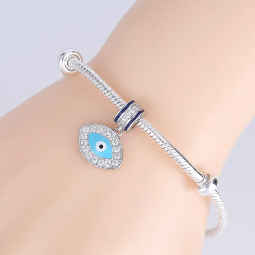 Miniatura 3 de ABUN Colgante de plata de ley 925 con circonita transparente para pulsera europea