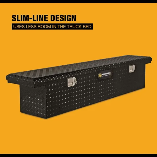 Miniatura 6 de Caja de herramientas para camioneta Northern Tool de perfil bajo, cruzada, con tapa única - Aluminio, negro brillante, cierres de paleta, 69