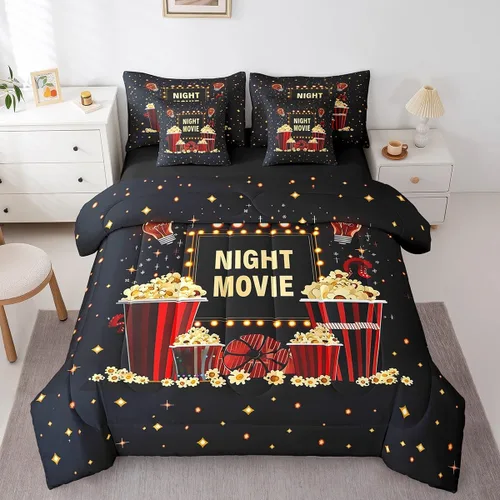 Miniatura 20 de Piano Music 7pcs Comforter King,Musical Notes Bedding Set Kids Girls Boys Teens Room Decor,Retro Graffiti Grey Gold Music Lover Bed in a Multi 11