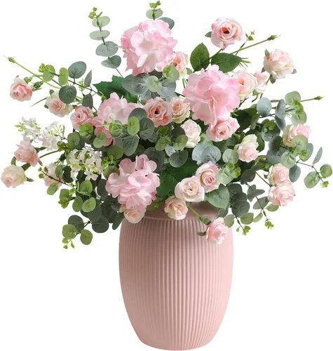Miniatura 8 de Serra Flora 10 piezas de flores artificiales de seda sintética para jarrón, mini crisantemos falsos a granel para interiores con tallos para centros