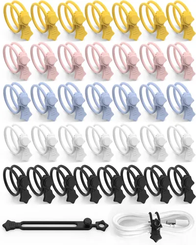 Miniatura 16 de Cierre rápido: bridas de silicona reutilizables, organizador de cables para cables de carga, cables de datos y cables de computadora, correas