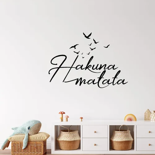 Miniatura 2 de Vinilo adhesivo de pared con frase positiva Hakuna Matata para habitación de niños, decoración grande (2949ig) negro