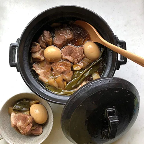 Miniatura 5 de Olla de arcilla japonesa Donabe, 67.6 fl oz, para 3-4 personas, mango cuadrado, negro