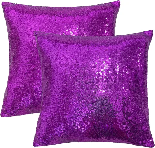 Miniatura 14 de iMaylex Juego de 2 fundas de almohada decorativas cuadradas brillantes con lentejuelas para Pascua, fiesta lumbar, otoño, boda, Navidad, Año Nuevo