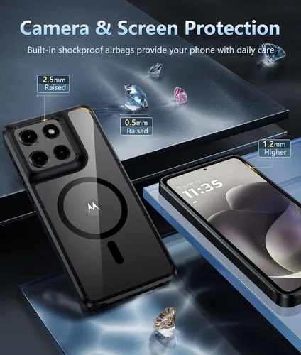 Miniatura 886 de FNTCASE Funda para iPhone 13 Pro-Max: Fundas magnéticas transparentes compatibles con Magsafe Slim anti amarillamiento protección contra caídas