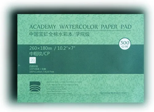 Miniatura 11 de BAOHONG Bloque de papel de acuarela, bloque de acuarela de grado academico, 100% algodón, sin ácidos, 140 libras/300 GSM, textura de prensa en frío