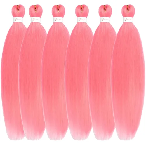 Miniatura 49 de Cabello trenzado preestirado, cabello trenzado degradado de 24 pulgadas, 6 paquetes de ajuste de agua caliente, cabello sintético Yaki profesional
