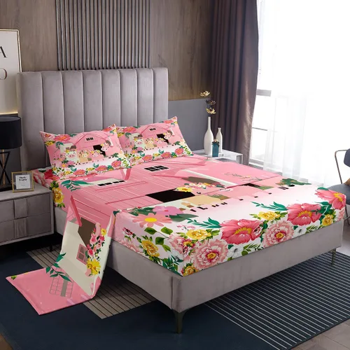 Miniatura 31 de Juego de sábanas con temática de camping feliz, juego de ropa de cama de viaje para niños, niñas, niños, adolescentes, decoración de dormitorio