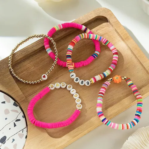 Miniatura 7 de COARVXA 5 pulseras inspiradas en álbumes de Taylor Lover Fearless Reputation 1989 para música de Eras Music, juego de pulseras bohemias para playa