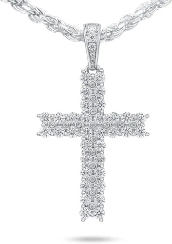 VVS1 - Colgante de cruz de moissanita para hombres y mujeres, chapado en oro de 18 quilates, plata de ley 925 maciza, color D, solo colgante
