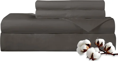 ROYALE LINENS - Juego de sábanas de 300 hilos, 100 % algodón peinado de fibra larga, 3 piezas, sábana individual - 1 sábana ajustada, 1 sábana lisa