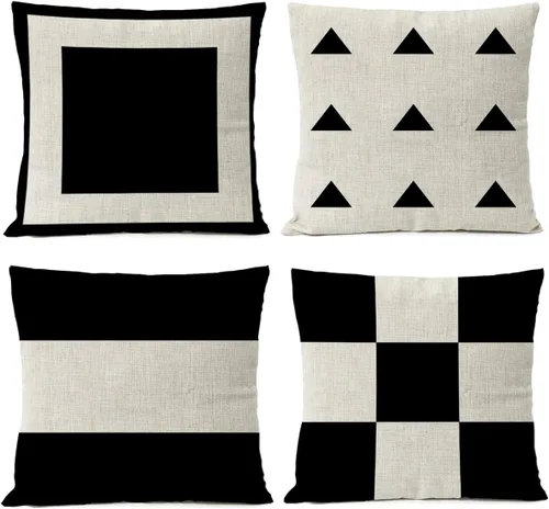 Miniatura 9 de Juego de 4 fundas de almohada geométricas de ciervo negro y verde de 18 x 18 pulgadas con forma de corazón, fundas decorativas para el hogar, sofá