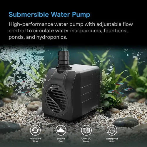Miniatura 2 de AC Infinity Bomba de agua sumergible de 220 GPH (833 L/H, 18 W), bomba de fuente ultra silenciosa con elevación de 5 pies de alto, cable