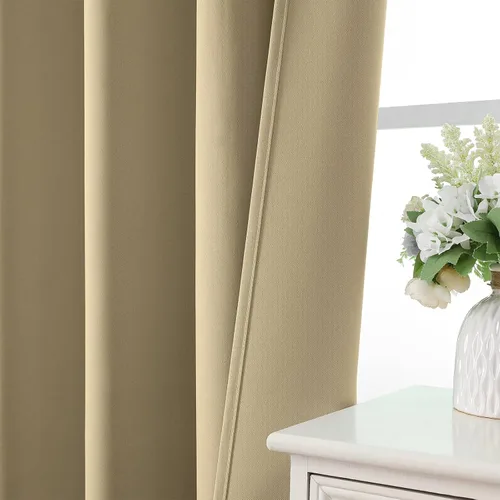 Miniatura 6 de CUCRAF - Cortinas opacas beige de 45 pulgadas, juego de 2 paneles con bolsillo para barra, cortinas para oscurecer dormitorios y sala de estar