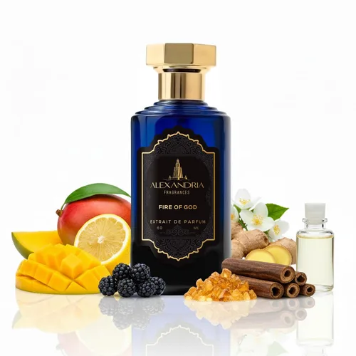 Alexandria Fragrances Perfume Fire of God – Eau de Parfum unisex prémium con Oud, Nagarmotha, ámbar y almizcle, fragancia con cumarina, jazmín y