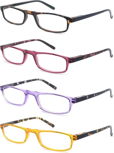 Miniatura 10 de MODFANS Gafas de lectura para mujeres y hombres, montura estrecha ligera con acabado brillante, bisagra de resorte flexible, elegantes lentes
