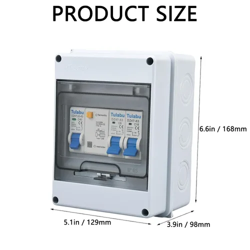 Miniatura 6 de Disyuntores en miniatura de 5 vías con caja de distribución impermeable para exteriores, 40 A, 220 V, protección contra fugas a tierra, sobrecarga