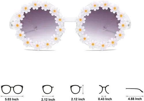 Miniatura 2 de Gafas de sol redondas de flores para niña, con forma de flor, protección UV 400, gafas de sol para regalar al aire libre