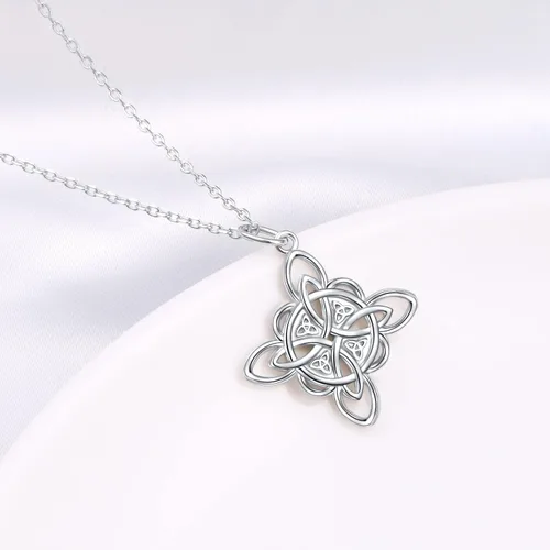Miniatura 44 de FLYOW Collar con colgante de nudo celta de plata de ley 925 de buena suerte irlandés para mujer, regalo de cumpleaños y graduación