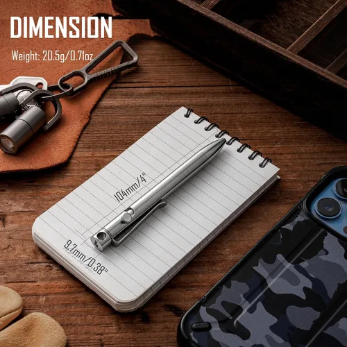 Miniatura 4 de KeyUnity KP03ST Titanium EDC Bolt Action Pen & KM14SW Titanium EDC Llavero Clip con Abrebotellas Bundle