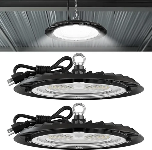Sunco UFO Luz LED de Alta Bahía, 150 W, 19500 lúmenes, 5000 K, luces comerciales ultra brillantes para almacén, fábrica, taller, garaje y granero,