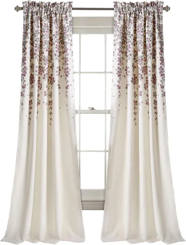 Miniatura 15 de Lush Decor Cenefa para ventana con filtro de luz, colección Weeping Flower, juego de cortinas, un par, 52" de ancho x 95" de largo + 2" de cabecera