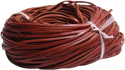 Miniatura 21 de Cuerda de cuero genuino de 21 yardas, cuerda plana de cuero trenzado para hacer joyas, collares, pulseras, cordones de zapatos, correas de bolsa