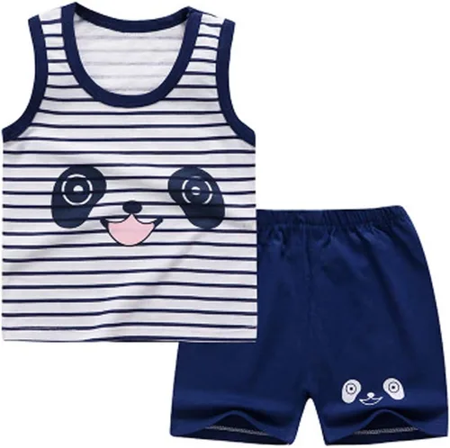 Miniatura 3 de Conjunto de 4 piezas de camiseta sin mangas y pantalones cortos de algodón para niños pequeños, conjuntos de verano