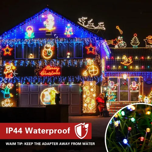 Miniatura 6 de Toodour - Luces LED de Navidad para exteriores, 131 pies, 350 luces LED para interiores con música, sensor de movimiento, luces de árbol de Navidad