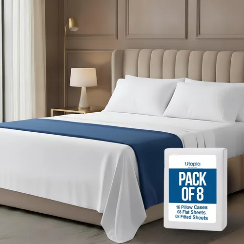 Miniatura 14 de Utopia Bedding Juego de sábanas de tamaño King, paquete a granel de 8 sábanas, microfibra suave cepillada, bolsillos profundos, resistente al