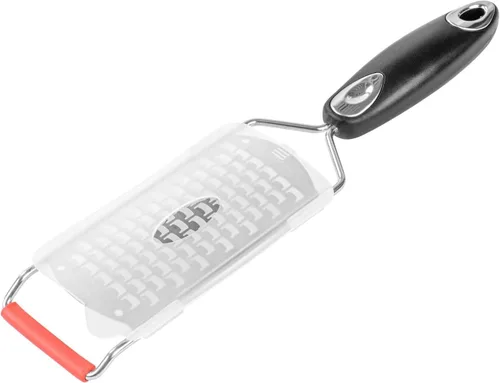 Restaurantware Met Lux - Rallador de mano de 12 pulgadas, 1 rallador de queso grueso, con mango de protección antideslizante, acero inoxidable y