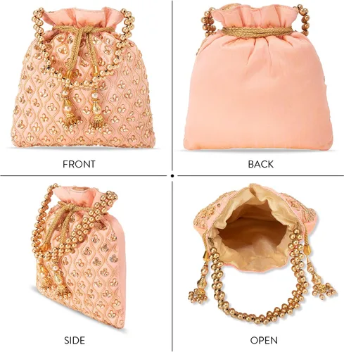 Miniatura 4 de Aheli Potli Monederos para mujer, hecho a mano, bolso de noche, elegante pulsera de moda nupcial