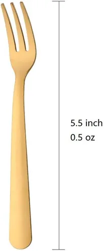 Miniatura 6 de Buyer Star Juego de 24 tenedores dorados de 5.5 pulgadas para ostras, de acero inoxidable, tenedores de pastelería para restaurante, hotel
