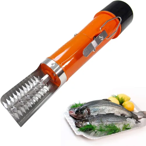 Miniatura 7 de Potente rascador eléctrico de pescado, limpiador de escamas de pescado inalámbrico, removedor automático de escamas de peces con un escalador manual