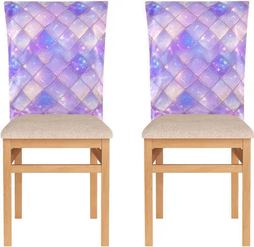 Miniatura 2 de Juego de 6 fundas decorativas para sillas de comedor con diseño de escamas de dragón morado, para reuniones familiares, fundas de asiento extraíbles