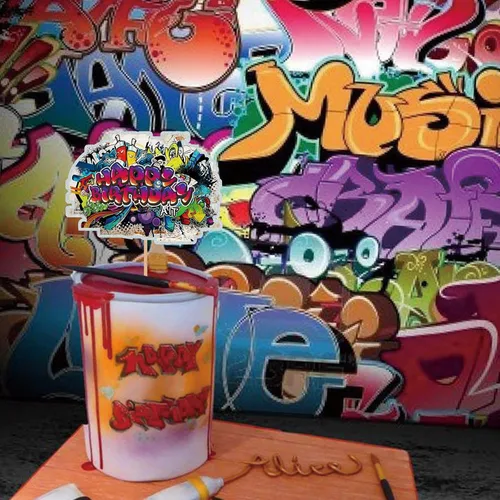 Miniatura 6 de Graffiti - Decoración para tartas de los años 80 y 90, decoración de fiesta de cumpleaños retro urbana y retro de los 80 y 90, suministros de fiesta