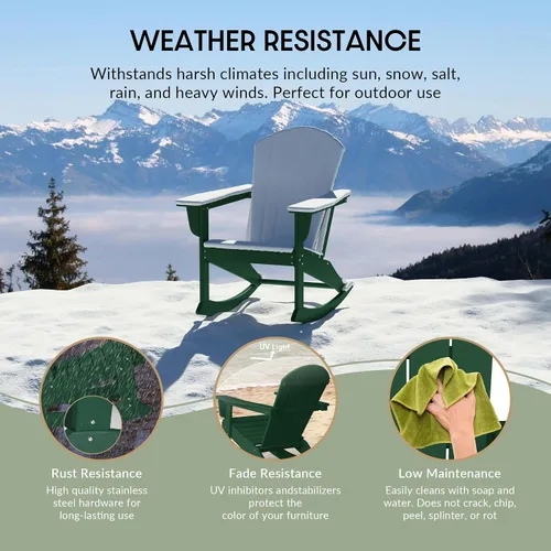 Miniatura 27 de WestinTrends Silla mecedora Malibu de poliéster para exterior/patio Adirondack, Negra