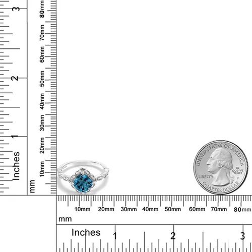 Miniatura 20 de Gem Stone King Anillo de compromiso solitario de moissanita blanca con piedra natal de corte cojín de 0.276 in para mujer, plata de ley 925