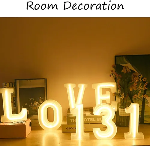 Miniatura 5 de Letras con luces de neón, 26 letras del alfabeto, letreros iluminados para luz de noche, para bodas, Navidad, fiestas de cumpleaños, alimentadas por