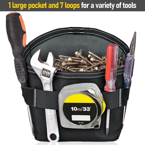 Miniatura 2 de Bolsa de herramientas SOGCASE para clavos y tornillos con clip para cinturón (XL, Negro)