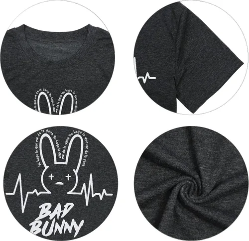 Miniatura 5 de SFHFY Camiseta de conejo para mujer, divertida camiseta con gráfico de conejo, camiseta de Pascua con diseño de hip hop, camiseta de Pascua