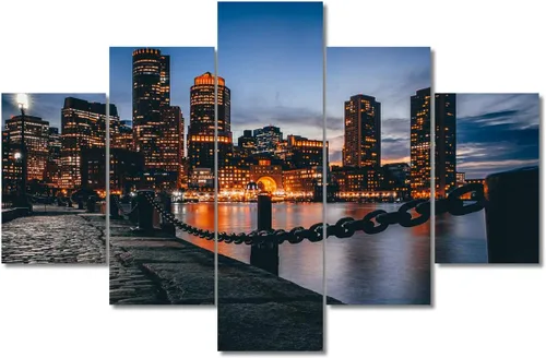 Miniatura 71 de TUMOVO Fotos en lienzo de Estados Unidos, Cincinnati, Ohio, Skyline at Dusk para tu sala de estar, impresiones de paisaje urbano de rascacielos