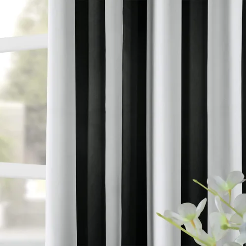 Miniatura 9 de HPD Half Price Drapes BOCH-KC43-63 - Cortinas de Lino con Rayas para Oscurecer la Sala de Estar (1 Panel), 50 x 63 Pulgadas, Color Negro Toldo