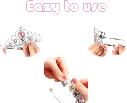 Miniatura 2 de S & E TEACHER'S EDITION Juego de corona de tiaras de 60 piezas, juego de disfraz de princesa, 12 coronas, 12 varitas, 24 anillos, 12 cordones, 60