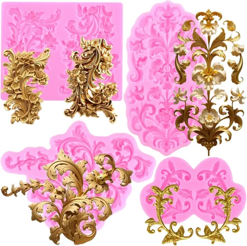 Miniatura 10 de Mujiang Moldes de fondant barrocos para fondant, molde de silicona para decoración de pasteles, decoración de cupcakes, arcilla de polímero