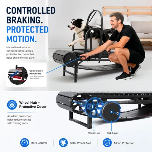 Miniatura 4 de Non-Motorized Dog Treadmill for Large/Medium Dogs with Pedometer, Wide Running Slatmill, Self-Powered with Brake, 5-Level Incline, Heavy Duty