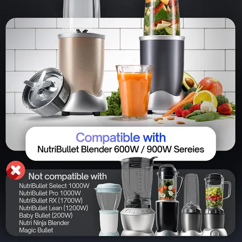 Miniatura 2 de Cuchilla de repuesto compatible con licuadora NutriBullet serie Pro 600 w/900 W, incluye anillo de sellado de junta, piezas de repuesto NutriBullet