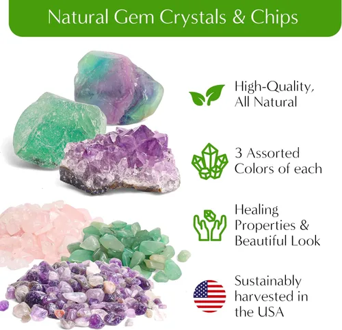 Miniatura 7 de Creations by Nathalie – Kit de bricolaje grande para terrario de inicio con tierra, musgo, piedras, cristal de curación, herramientas y suministros