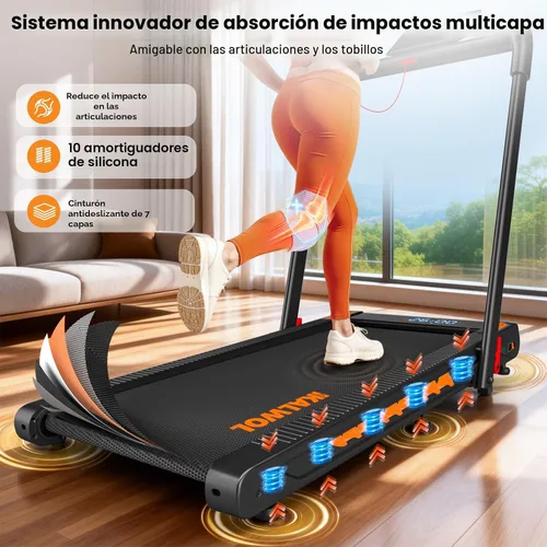Miniatura 7 de Treadmill with Speaker, 6-in-1 7.5MPH Foldable Treadmill for Home with App Compatible, Walking Pad with 10% Incline, LED Display, 3.0HP Brushless